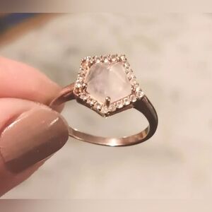 Women Ring 925 Sterling Silver - Rose Quartz Gemstone Size 7.5